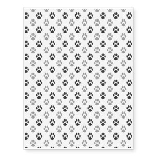 Cute Black And White Paw Prints Pattern Temporary Tattoos
