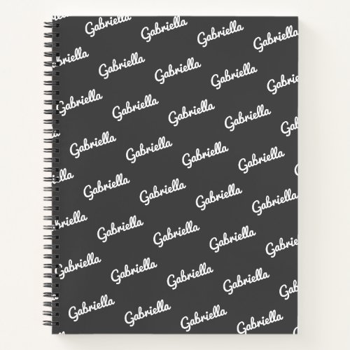 Cute Black and White Personalized Script Name  Notebook