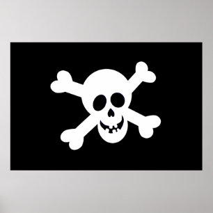 Cute Black and White Pirate Flag Poster