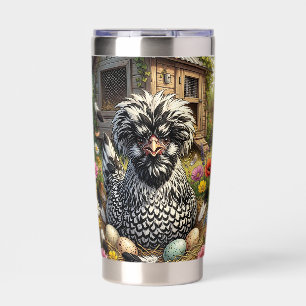 Cute Black and White Polish Chicken Insulated Tumbler