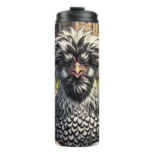 Cute Black and White Polish Chicken Thermal Tumbler
