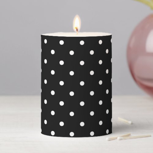 Cute black and white polka dots pattern chic pillar candle