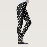Cute black and white polka dots pattern leggings