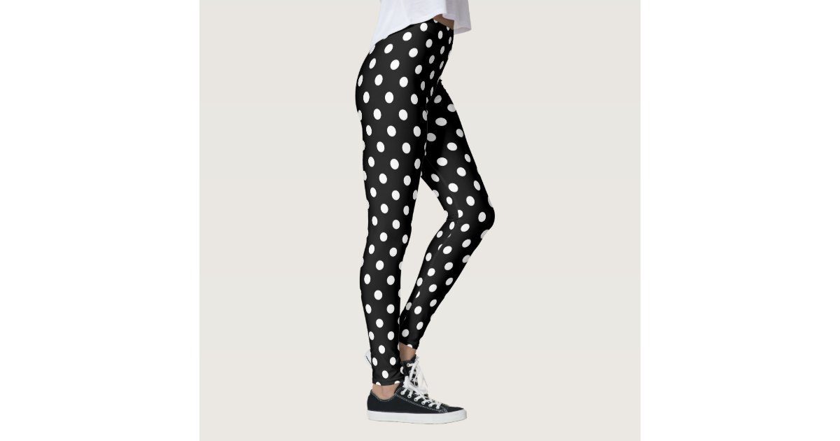 Cute Black And White Polka Dots Pattern Leggings Zazzle Com