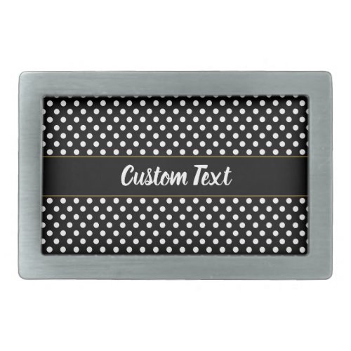 Cute Black and White Polka Dots ScriptText Belt Buckle