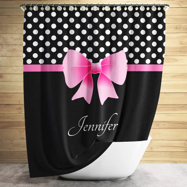 Cute Black And White Polka Dots Shower Curtain | Zazzle