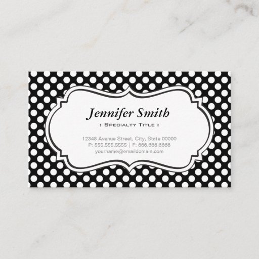 Customizable Cute Black and White Polka Dots - Simple Elegant Business Cards