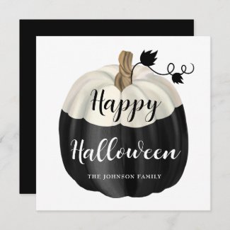 Cute Black And White Pumpkin Happy Halloween