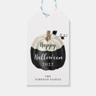 Cute Black And White Pumpkin Happy Halloween