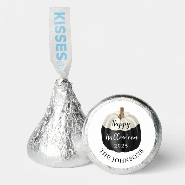 Cute Black And White Pumpkin Happy Halloween  Hershey®'s Kisses® (Front)