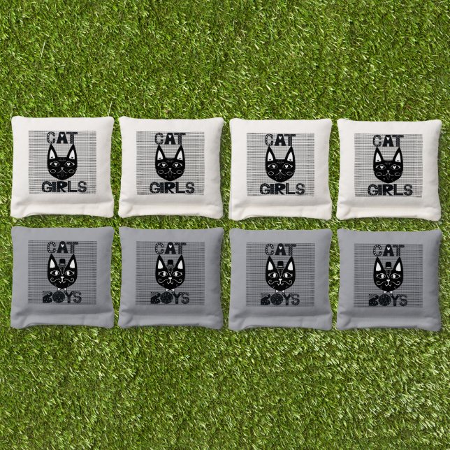 Cute Black and white Scandinavian Cats Kittens  Cornhole Bags (Set)