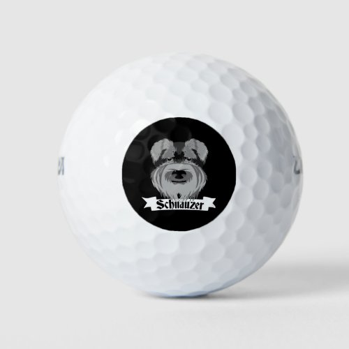 Cute Black and White Schnauzer Golf Balls