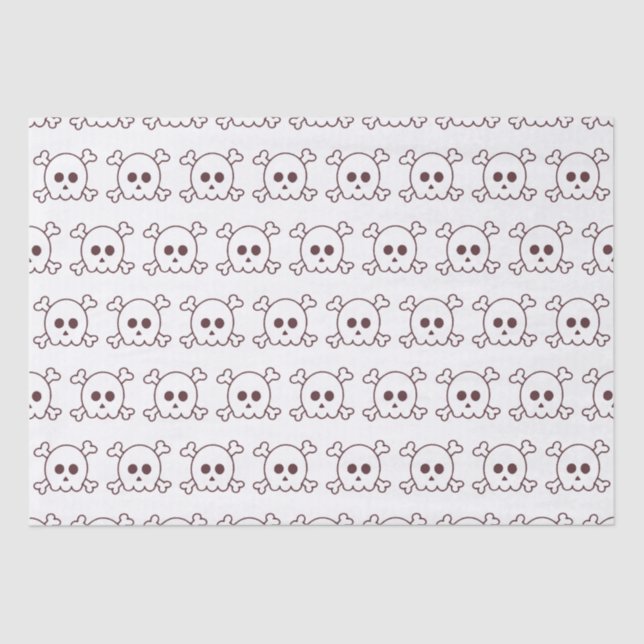 Cute Black and White Skulls Halloween Tissue Paper (Front)
