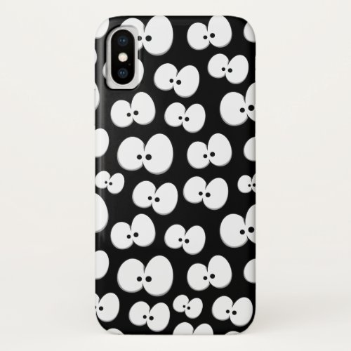 Cute Black and White Spooky Eyes Pattern Halloween iPhone X Case