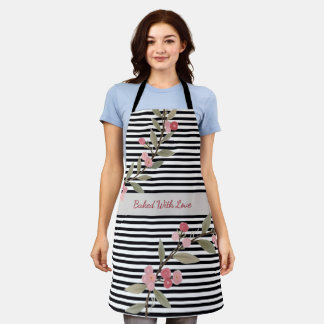 Cute Black And White Stripe Apron