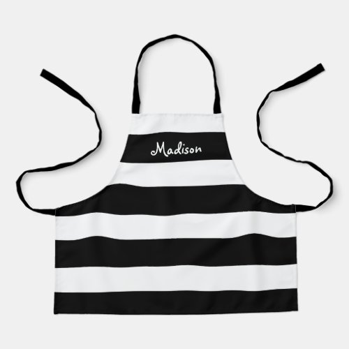 Cute Black and White Striped Kids Personalized Apron