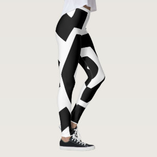 Cute Black and White Stripes Modern Workout Leggings