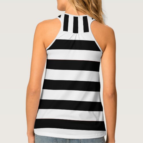 Cute Black And White Stripes Pattern Women's Tank Top