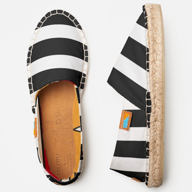 Cute Black and White Stripes Womens Espadrilles (Side)