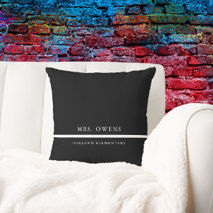Cute Black and White Teacher Appreciation Gift  Throw Pillow