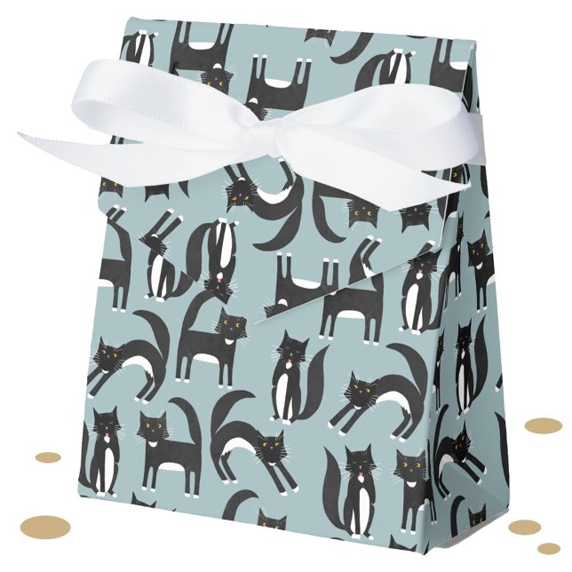 Cute Black and White Tuxedo Cat Pattern Favor Boxes (Black and white tuxedo cat favor box)