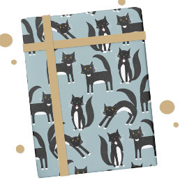 Cute Black and White Tuxedo Cat Pattern Wrapping Paper