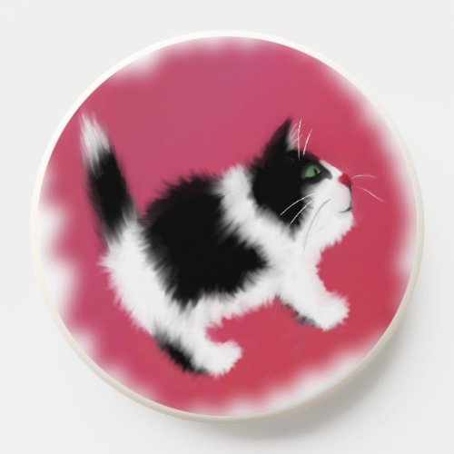 Cute Black and White Tuxedo Kitten PopSocket