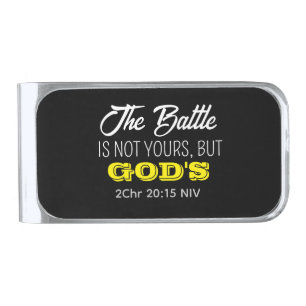 Cute Black and Yellow Bible Verse Christian Faith Silver Finish Money Clip