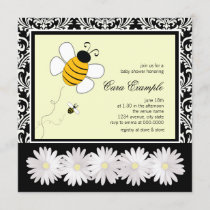 Cute Black and Yellow Bumble Bee Baby Shower Invitation