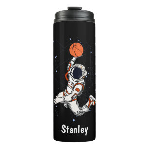 Cute Black Astronaut Outer Space Galaxy Basketball Thermal Tumbler