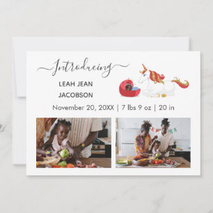 Cute Black Baby Photo Birth Announcement Unicorn