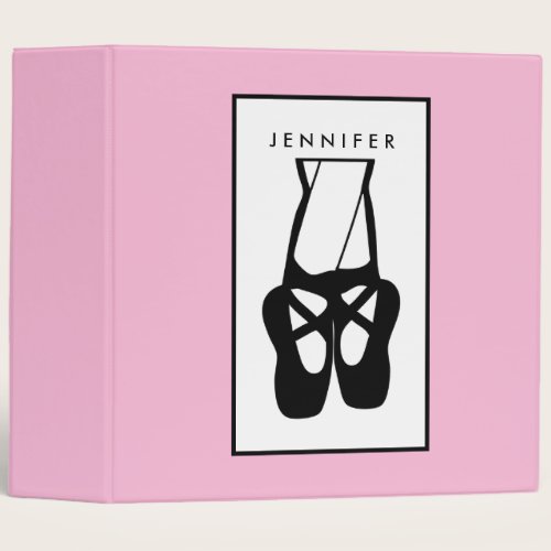 Cute Black Ballet Slippers En Pointe 3 Ring Binder