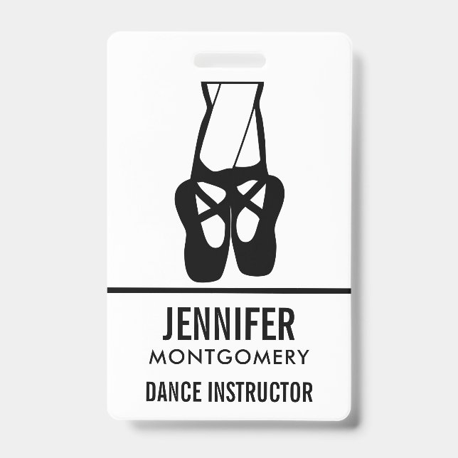 Cute Black Ballet Slippers En Pointe Badge (Front)