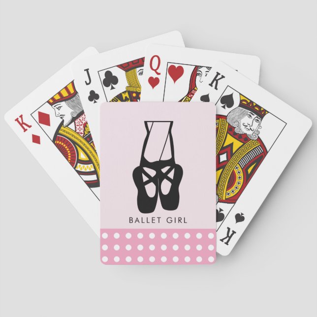 Cute Black Ballet Slippers En Pointe Ballet Girl Poker Cards (Back)