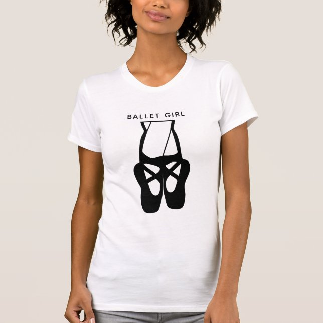 Cute Black Ballet Slippers En Pointe Ballet Girl T-Shirt (Front)