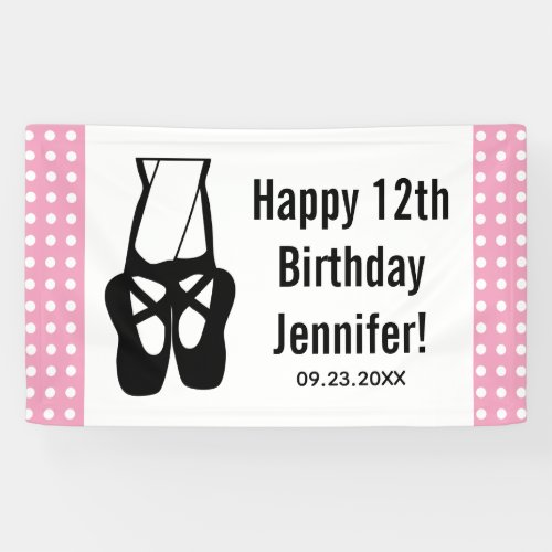 Cute Black Ballet Slippers En Pointe Birthday Banner