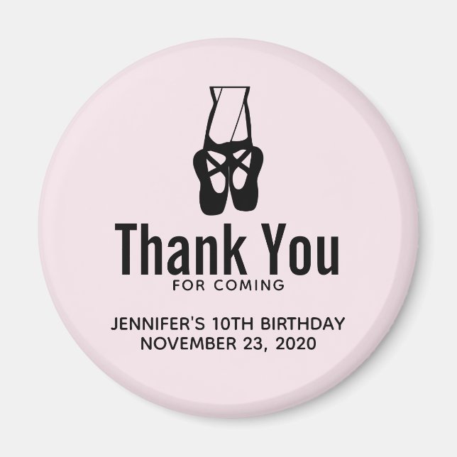 Cute Black Ballet Slippers En Pointe Birthday Magnet (Front)