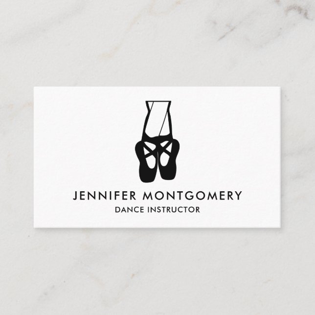 Cute Black Ballet Slippers En Pointe Business Card (Front)