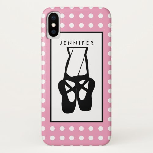 Cute Black Ballet Slippers En Pointe iPhone X Case