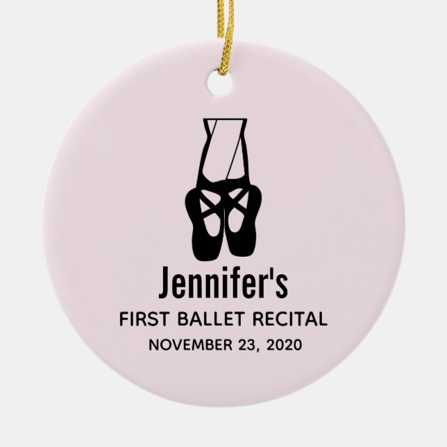 Cute Black Ballet Slippers En Pointe Ceramic Ornament (Front)