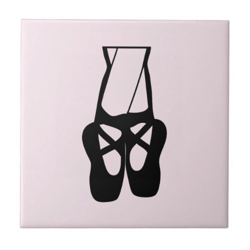 Cute Black Ballet Slippers En Pointe Ceramic Tile