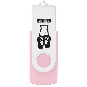 Cute Black Ballet Slippers En Pointe Flash Drive