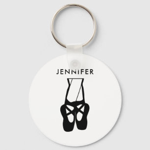 Cute Black Ballet Slippers En Pointe Keychain
