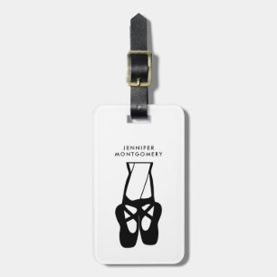 Cute Black Ballet Slippers En Pointe Luggage Tag
