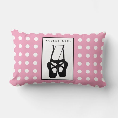 Cute Black Ballet Slippers En Pointe Lumbar Pillow