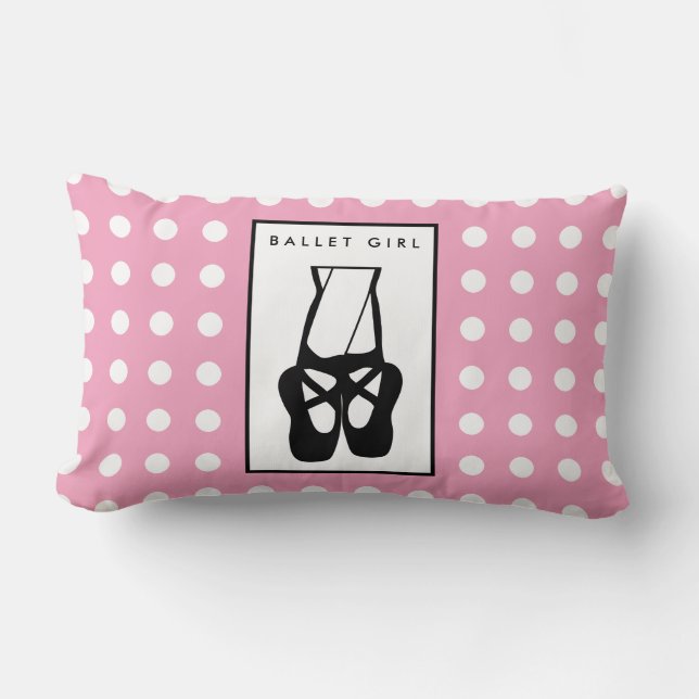 Cute Black Ballet Slippers En Pointe Lumbar Pillow (Front)