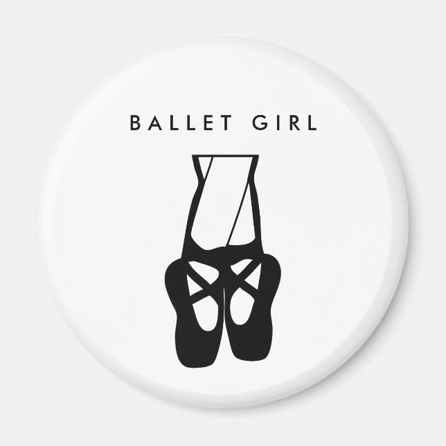 Cute Black Ballet Slippers En Pointe Magnet (Front)
