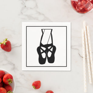 Cute Black Ballet Slippers En Pointe Napkins