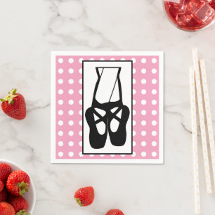 Cute Black Ballet Slippers En Pointe Napkins