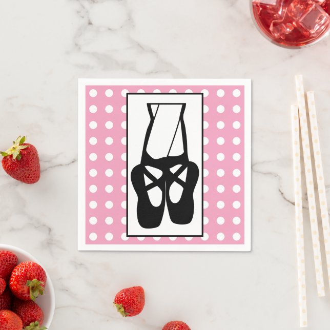 Cute Black Ballet Slippers En Pointe Napkins (Insitu)